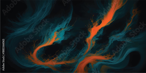 Abstract swirls of colorful smoke against a black backdrop