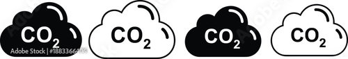 CO2 Carbon Dioxide Emission Cloud Icon Set for Environmental Climate Change Global Warming and Pollution Vector Illustration