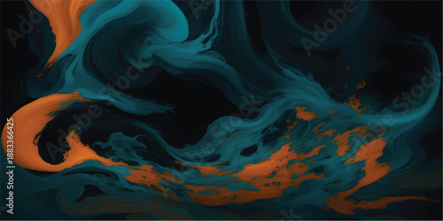 A vibrant, glowing circle framed by orange and teal colored smoke.