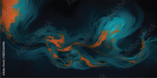 A vibrant, glowing circle framed by orange and teal colored smoke.