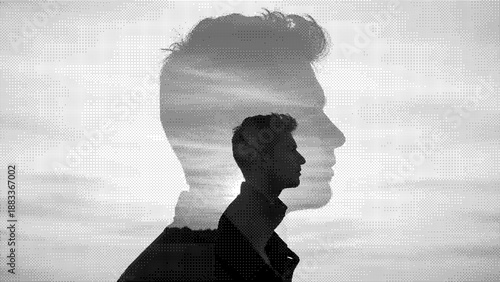 Silhouette of a person with a large hairdo