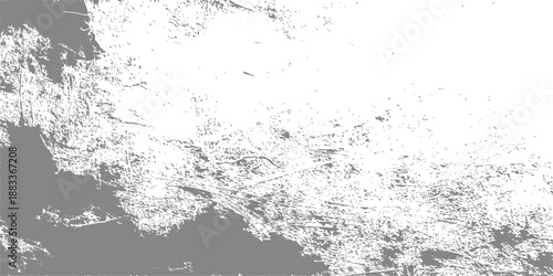 A vintage black and white abstract grunge background featuring an old ink splatter texture with a dirty paint splash border and floral silhouette design on a grungy paper backdrop