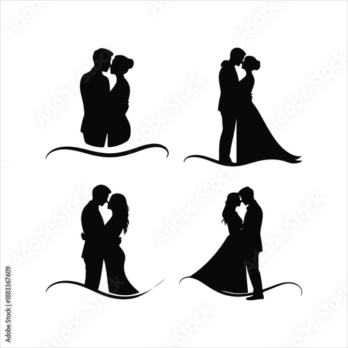 Silhouetted couple in close proximity gazing lovingly at each other intimacy