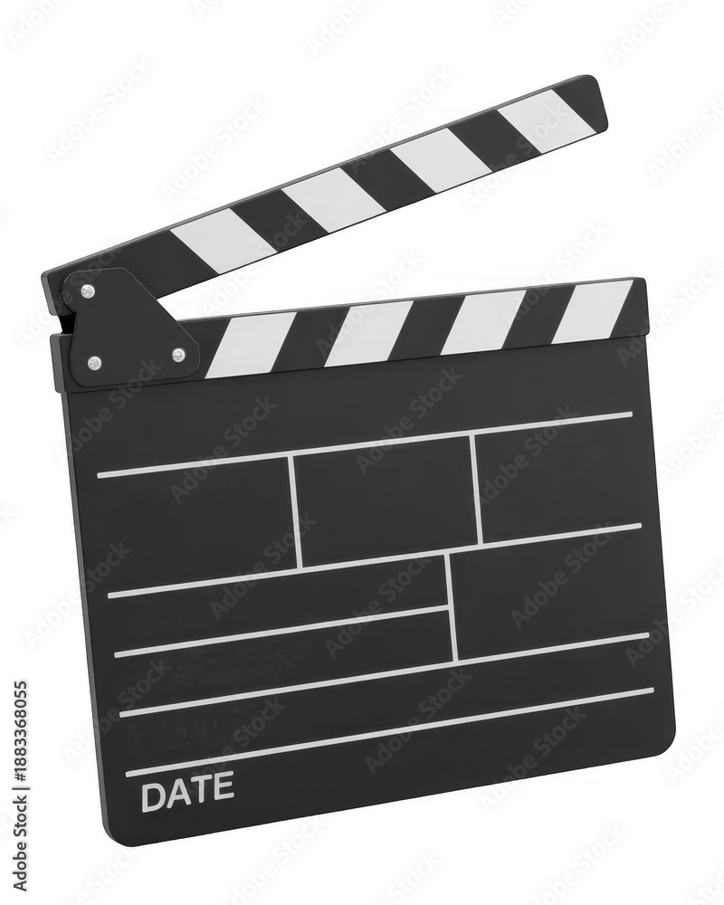 Fototapeta premium Black and white clapperboard striped prop isolated on a transparent background