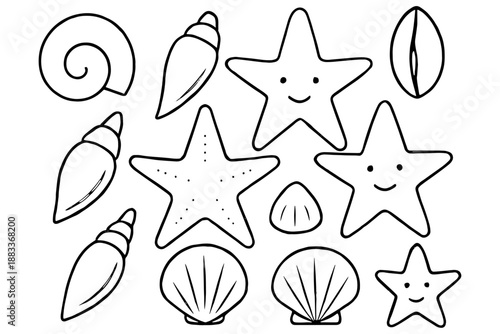 set of Seashells,
Vintage Seashells Hand Drawn Vector Set