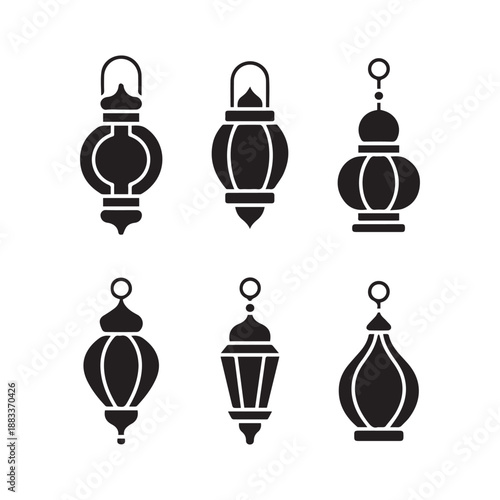  Traditional Lantern Silhouette Vector Icons
