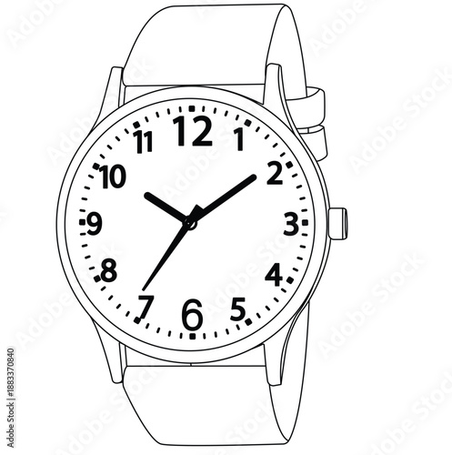 Watch Line Art Vector Set with Smartwatch and Analog Wrist Watch Outlines