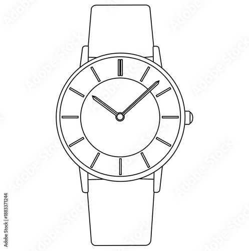 Watch Line Art Vector Set with Smartwatch and Analog Wrist Watch Outlines