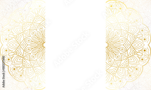 Golden line halves mandala flower frame on transparent background, elements for decoration