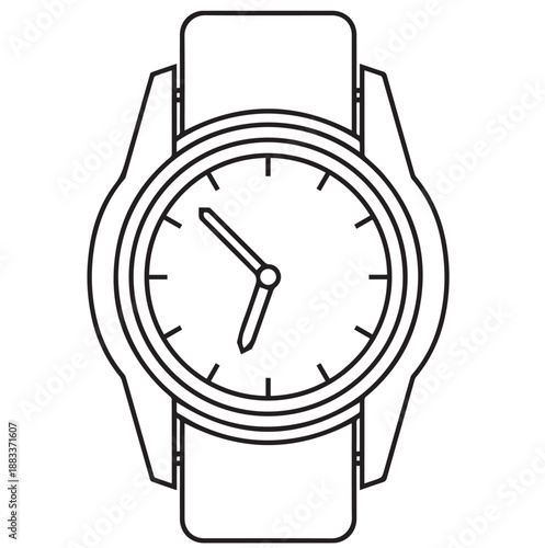 Watch Line Art Vector Set with Smartwatch and Analog Wrist Watch Outlines