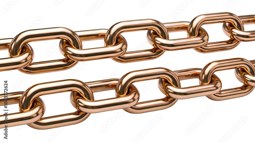 Fototapeta premium Close-up of a golden chain against a white background