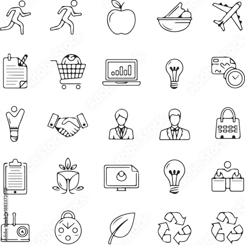 Doodle education icons set for web and design use