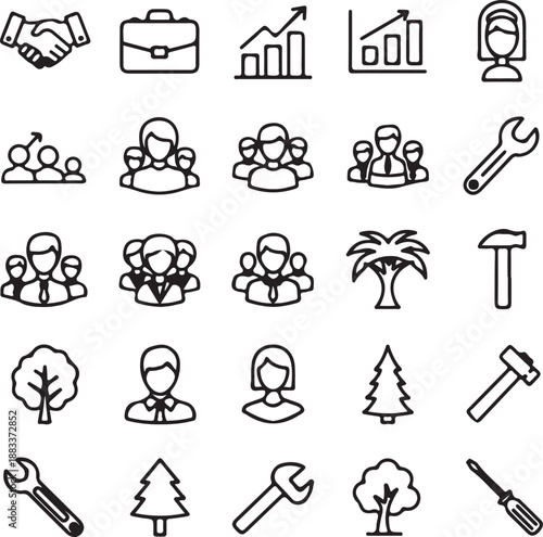 set of icons for web design communication
