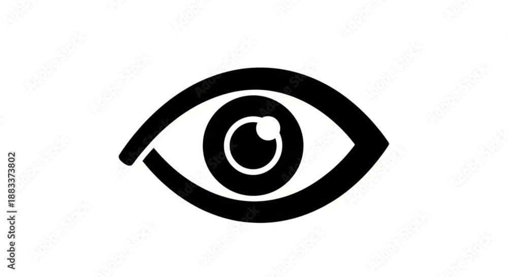 Obraz premium A minimalist vector graphic illustration of a human eye in black and white