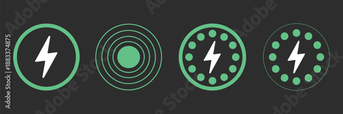 Wireless charging icon vector, battery energy symbols, wireless charging concept, power and energy indicators, vector graphics for web, apps, UI design, animation, mobile devices