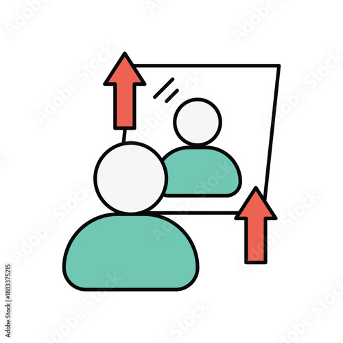 Self Reflection icon with white background vector stock illustration