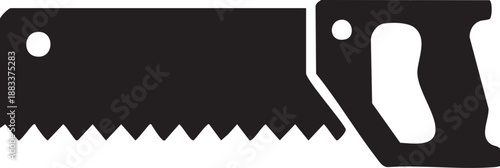 Hand Saw Tool Icon Silhouette Carpenter Equipment Isolated on White Background