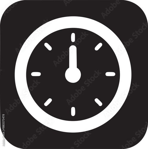 Clock Timer Icon Silhouette Time Management Symbol Isolated on White Background