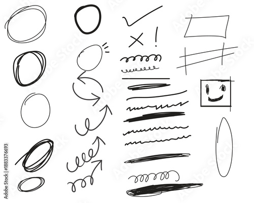 Collection of hand drawn shapes and symbols