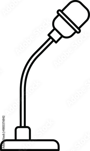 Black and white line drawing of a microphone on a flexible gooseneck stand