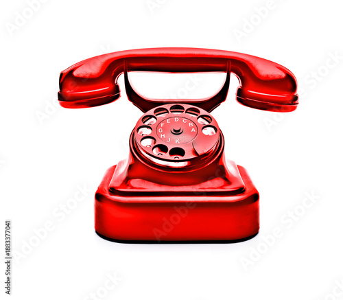 Rotes Antikes Telefon mit Wählscheibe