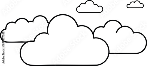 Simple cloud illustrations minimalist vector graphics for weather icons and sky backgrounds isolated on white