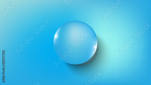 A single blue sphere Water drops casting a shadow on a gradient background.