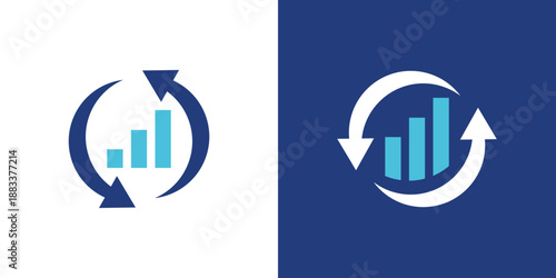Dual meaning logo combining finance bars and an arrow, symbolizing growth, progress, performance, and upward financial direction in a modern identity.