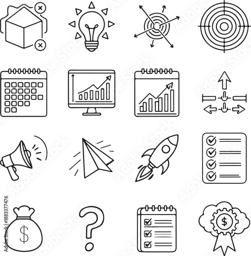 Business strategy and planning icons: a comprehensive collection for success and growth