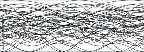 Dynamic black lines flowing across a white canvas, creating an abstract wave pattern perfect for modern design projects.