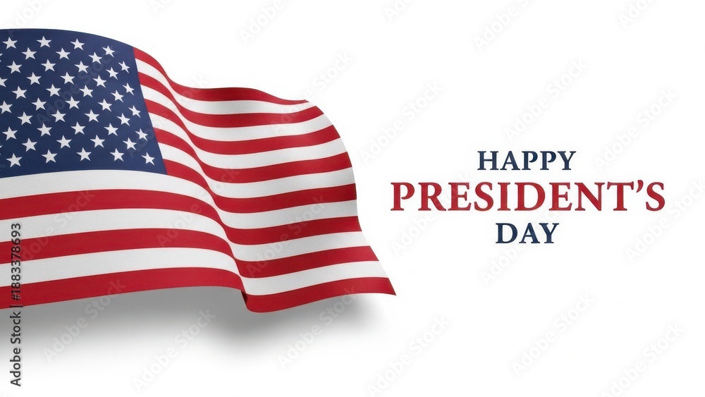 Obraz premium American flag waving on presidents day with happy presidents day text