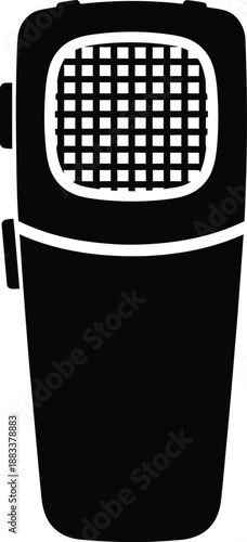Black silhouette icon of a handheld electric fabric shaver or lint remover