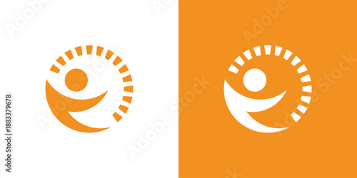 Dual meaning logo combining people and sun elements, symbolizing positivity, energy, growth, community, and a people-centered bright future.