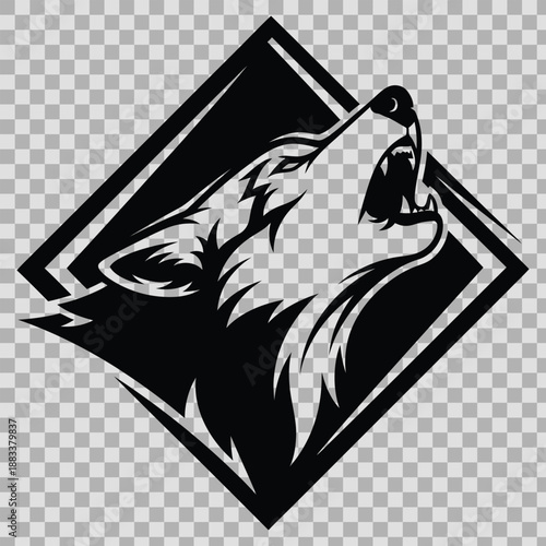 Tribal tattoo art style vector illustration featuring black and white contour silhouettes of an eagle wing and animal head symbols for a wild nature logo design