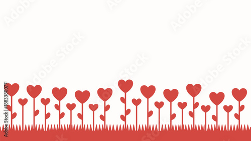 Heart-shaped flowers in a field Vector, illustration