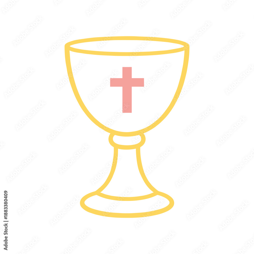 Fototapeta premium Holy Communion Chalice with Cross – Minimal Christian Line Illustration