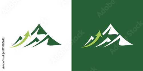 Dual meaning logo combining a mountain and arrow, symbolizing ambition, progress, direction, growth, and the pursuit of higher goals.