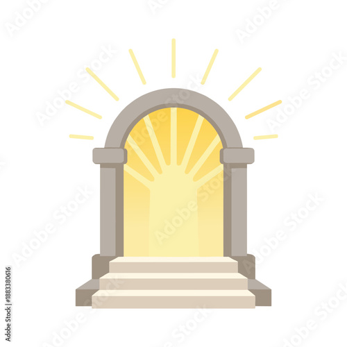Arched Gate with Light Rays – Resurrection and Hope Christian Illustration