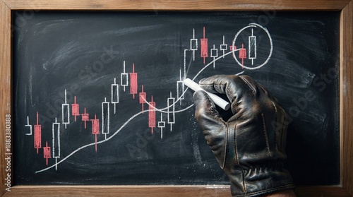 Wallpaper Mural Hand with Glove Drawing Financial Graph on Chalkboard Concept Torontodigital.ca