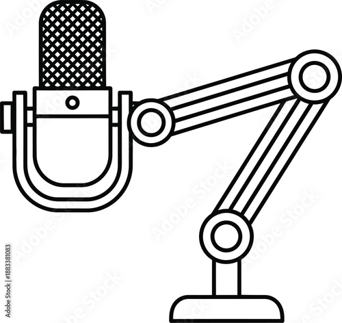 An illustration of a microphone on an adjustable arm for podcasting or studio recording