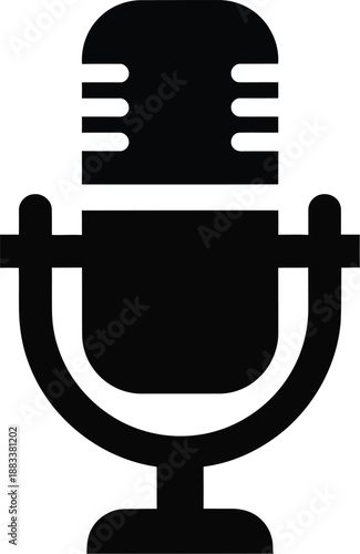 Vintage microphone symbol for audio recording, podcasting, and broadcasting design elements