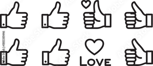 Collection of Thumbs Up Symbols Representing Positivity collection of thumbs