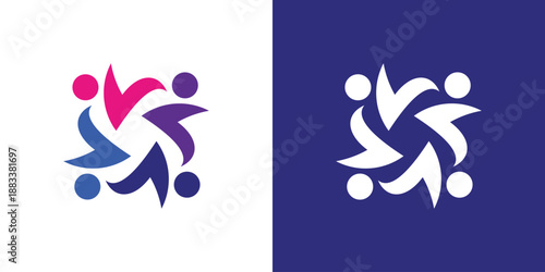 Dual meaning logo combining people and union elements, symbolizing unity, collaboration, solidarity, and strong collective relationships in a modern design.