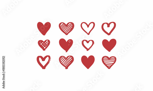Hand-Drawn Hearts Design Elements for Valentine’s Day Romantic Decoration
