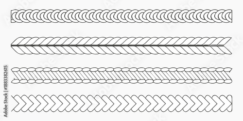 a set of decorative line patterns and borders in a simple black and white design