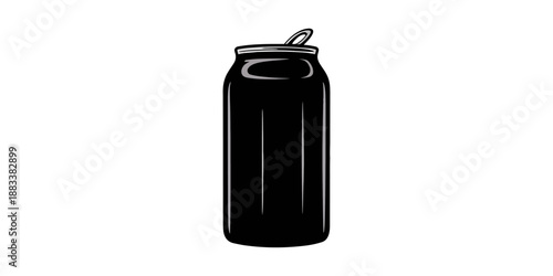 Silhouette of a beverage can with pull tab on white background