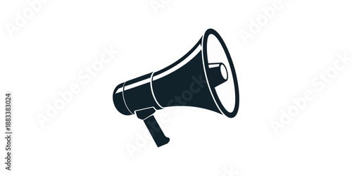 Black megaphone icon with sound waves in silhouette style for communication themes