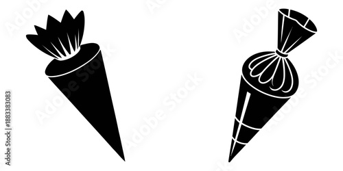 Collection of  pastry bag silhouette icon set. cooking vector icons illustration