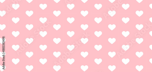 Simple Seamless Pattern with Hearts, Romantic Background with White Hearts, Valentine's Day, Wedding, Love, Holiday Print, Concept Design, Vector