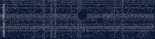 Intricate tech grid featuring digital patterns and binary codes, showcasing modern technology themes.
